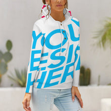 Lade das Bild in den Galerie-Viewer, Kapuzenpullover Sweatshirt Hoodie QH mit Knöpfen für Damen Frauen mit Foto selbst gestalten und bedrucken
