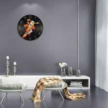 Lade das Bild in den Galerie-Viewer, Schwarze/blaue Aufnehmen Schallplatte Holz Wanduhr selbst gestalten und bedrucken