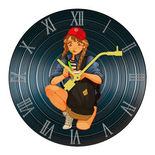 Lade das Bild in den Galerie-Viewer, Schwarze/blaue Aufnehmen Schallplatte Holz Wanduhr selbst gestalten und bedrucken