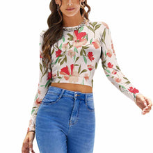 Lade das Bild in den Galerie-Viewer, Backless Crop Top Langarmshirt NZ141 super kurz - Damen / Frauen - selbst gestalten und bedrucken