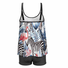 Lade das Bild in den Galerie-Viewer, Bauchweg Tankini mit Bügel 2-tgl. Set QZ6072 Badekleid Badeanzug mit geteiltem Rock für Damen / Frauen mit Foto selbst gestalten und bedrucken