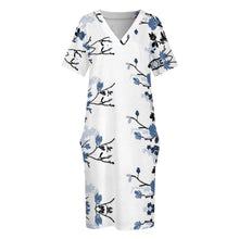 Lade das Bild in den Galerie-Viewer, Bis 5XL Einzelbilddruck Damen Lockeres TSHIRT T-Shirt Kleid mit Taschen LQ mit Fotos Muster Text Logo selbst gestalten und bedrucken