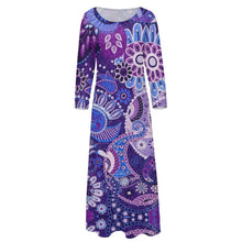 Lade das Bild in den Galerie-Viewer, Bis 5XL Multi-Image-Druck Frauen Rundhals A-Line Langarm Kleid lang mit Fotos Muster Text Logo selbst gestalten und bedrucken