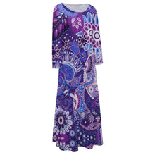 Lade das Bild in den Galerie-Viewer, Bis 5XL Multi-Image-Druck Frauen Rundhals A-Line Langarm Kleid lang mit Fotos Muster Text Logo selbst gestalten und bedrucken