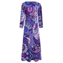 Lade das Bild in den Galerie-Viewer, Bis 5XL Multi-Image-Druck Frauen Rundhals A-Line Langarm Kleid lang mit Fotos Muster Text Logo selbst gestalten und bedrucken