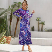 Lade das Bild in den Galerie-Viewer, Bis 5XL Multi-Image-Druck Frauen Rundhals A-Line Langarm Kleid lang mit Fotos Muster Text Logo selbst gestalten und bedrucken