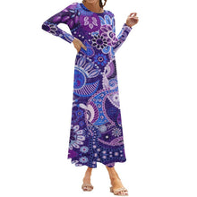 Lade das Bild in den Galerie-Viewer, Bis 5XL Multi-Image-Druck Frauen Rundhals A-Line Langarm Kleid lang mit Fotos Muster Text Logo selbst gestalten und bedrucken