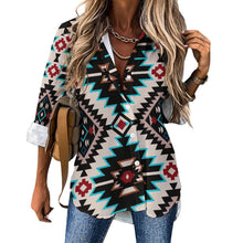 Lade das Bild in den Galerie-Viewer, Bis 8XL Multi Images Druck Bluse Damen Langarmbluse Leinenhemd B648 mit Foto Muster Text Logo selbst gestalten und bedrucken