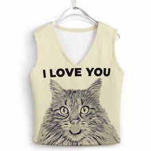 Lade das Bild in den Galerie-Viewer, Classic Basics modische ärmellose Strickweste Strickjacke Pullunder MY05 für Damen Frauen mit Foto Muster Text selbst gestalten und bedrucken