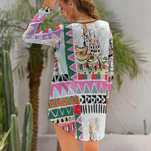 Lade das Bild in den Galerie-Viewer, Damen Einzigartiges Design Unregelmäßig geschnittenes Langarmkleid NZ013 selbst gestalten und bedrucken