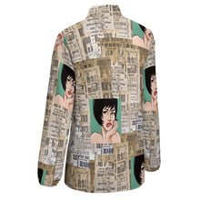 Lade das Bild in den Galerie-Viewer, Damen / Frauen Multi-Image-Druck Vintage Casual Langarmshirt Langarmbluse Druckbluse mit V-Ausschnitt mit Knopfleiste HS mit Foto Text Muster selbst gestalten und bedrucken