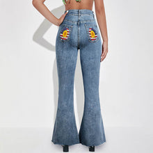 Lade das Bild in den Galerie-Viewer, Einzelbilddruck Damen / Frauen Schlagjeans Stretch Jeans Skinny Denim Schlaghose MC603 mit Fotos Muster Text Logo selbst gestalten und bedrucken
