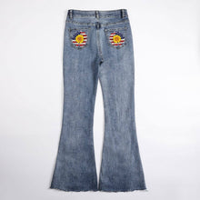 Lade das Bild in den Galerie-Viewer, Einzelbilddruck Damen / Frauen Schlagjeans Stretch Jeans Skinny Denim Schlaghose MC603 mit Fotos Muster Text Logo selbst gestalten und bedrucken