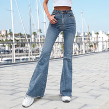 Lade das Bild in den Galerie-Viewer, Einzelbilddruck Damen / Frauen Schlagjeans Stretch Jeans Skinny Denim Schlaghose MC603 mit Fotos Muster Text Logo selbst gestalten und bedrucken