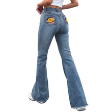 Lade das Bild in den Galerie-Viewer, Einzelbilddruck Damen / Frauen Schlagjeans Stretch Jeans Skinny Denim Schlaghose MC603 mit Fotos Muster Text Logo selbst gestalten und bedrucken