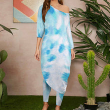 Lade das Bild in den Galerie-Viewer, Damen OFF Shoulder Shirt Kleid mit Carmen-Ausschnitt mit Hose SET 2tlg. VTZ mit Fotos Muster Text Logo selbst gestalten und bedrucken