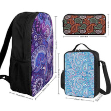 Lade das Bild in den Galerie-Viewer, Dreiteilige Set-Kombination 17-Zoll-Rucksack + Lunchpaket + Federmäppchen mit Fotos Muster Text Logo selbst gestalten und bedrucken