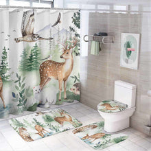 Lade das Bild in den Galerie-Viewer, Duschvorhang Badematte Badvorleger rutschfest Waschbar Set 4 Teilig U-Förmiger Duschvorleger Duschteppich mit Fotos Muster Text Logo selbst gestalten und bedrucken