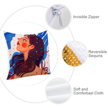Lade das Bild in den Galerie-Viewer, Einseitiger Druck Glitzernde Pailetten Kuschelkissen Kissenhülle Kissenbezug 40cmx40cm - Farbwechsel - Bezug ohne Füllung mit Fotos Muster Text Logo selbst gestalten und bedrucken