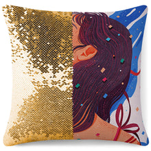Lade das Bild in den Galerie-Viewer, Einseitiger Druck Glitzernde Pailetten Kuschelkissen Kissenhülle Kissenbezug 40cmx40cm - Farbwechsel - Bezug ohne Füllung mit Fotos Muster Text Logo selbst gestalten und bedrucken