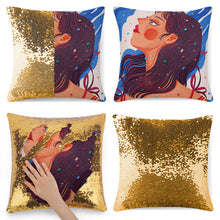Lade das Bild in den Galerie-Viewer, Einseitiger Druck Glitzernde Pailetten Kuschelkissen Kissenhülle Kissenbezug 40cmx40cm - Farbwechsel - Bezug ohne Füllung mit Fotos Muster Text Logo selbst gestalten und bedrucken