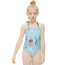 Lade das Bild in den Galerie-Viewer, Einteiliger NT017 Badeanzug mit Neckholder für Mädchen online mit Foto selbst gestalten und bedrucken