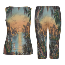 Lade das Bild in den Galerie-Viewer, Einzelbild Design Allover-Druck Sportanzug 2-tlg Tank Top & 2/3 Leggings Trainingsanzug Damen / Frauen PTZ selbst gestalten und bedrucken