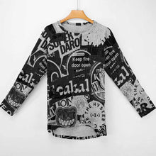 Lade das Bild in den Galerie-Viewer, Einzelbilddruck All Over-Druck Gestricktes graues Tuch langes Rundhals Langarm Shirt TShirt BL mit Fotos Muster Text Logo selbst gestalten und bedrucken