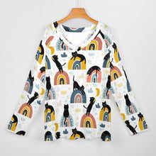 Lade das Bild in den Galerie-Viewer, Einzelbilddruck Allover Print Damen Langärmliges lockeres TShirt Shirtbluse TLREV2 mit V-Ausschnitt mit Fotos Muster Text Logo selbst gestalten und bedrucken