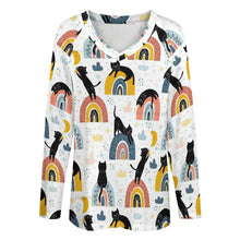 Lade das Bild in den Galerie-Viewer, Einzelbilddruck Allover Print Damen Langärmliges lockeres TShirt Shirtbluse TLREV2 mit V-Ausschnitt mit Fotos Muster Text Logo selbst gestalten und bedrucken