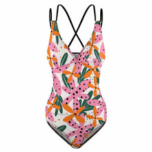 Lade das Bild in den Galerie-Viewer, Einzelbilddruck Damen / Frauen LT3154 One-piece Swimsuit Tief-V Badeanzug mit Fotos Muster Text Logo selbst gestalten und bedrucken