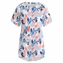 Lade das Bild in den Galerie-Viewer, Einzelbilddruck Damen / Frauen TSHIRT T-Shirt Kleid Lang mit Rundhalsausschnitt Oversize AQT mit Fotos Muster Text Logo selbst gestalten und bedrucken