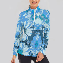 Lade das Bild in den Galerie-Viewer, Einzelbilddruck Damen / Frauen Laufshirt Langarm Sport Shirt Funktionsshirt SDS007 mit Reißverschluss und Stehkragen mit Fotos Muster Text Logo selbst gestalten und bedrucken