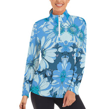 Lade das Bild in den Galerie-Viewer, Einzelbilddruck Damen / Frauen Laufshirt Langarm Sport Shirt Funktionsshirt SDS007 mit Reißverschluss und Stehkragen mit Fotos Muster Text Logo selbst gestalten und bedrucken