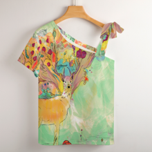 Lade das Bild in den Galerie-Viewer, Einzelbilddruck Kurzarmbluse Short Sleeve ZT mit Schleife Träger Damen / Frauen mit Foto Text Muster selbst gestalten und bedrucken