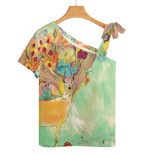 Lade das Bild in den Galerie-Viewer, Einzelbilddruck Kurzarmbluse Short Sleeve ZT mit Schleife Träger Damen / Frauen mit Foto Text Muster selbst gestalten und bedrucken