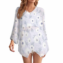 Lade das Bild in den Galerie-Viewer, Einzelbilddruck Langarmshirt V-Ausschnitt Damen Bluse Lose Shirt NZ2205294 mit Fotos Muster Text Logo selbst gestalten und bedrucken