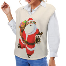 Lade das Bild in den Galerie-Viewer, Einzelbilddruck Schulterfreie Strickweste Bestickte Pullover Pullunder Weste Damen / Frauen MY06 mit Foto Text Muster selbst gestalten und bedrucken
