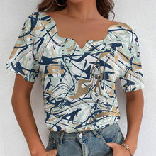 Lade das Bild in den Galerie-Viewer, Einzelbilddruck Vollprint Tshirt Damen mit wellenförmigem Ausschnitt BBT mit Foto Muster Text Logo selbst gestalten und bedrucken