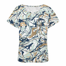 Lade das Bild in den Galerie-Viewer, Einzelbilddruck Vollprint Tshirt Damen mit wellenförmigem Ausschnitt BBT mit Foto Muster Text Logo selbst gestalten und bedrucken