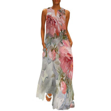 Lade das Bild in den Galerie-Viewer, Große Größen Einzelbilddruck Damen / Frauen Maxikleid Lang Kleid ärmellos GQ mit Fotos Muster Text Logo selbst gestalten und bedrucken