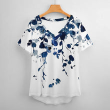 Lade das Bild in den Galerie-Viewer, Große Größen Multi-Image-Druck Damen / Frauen T-Shirt TSHIRT kurzarm mit V-Ausschnitt NZ109 mit Fotos Muster Text Logo selbst gestalten und bedrucken