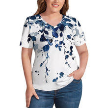 Lade das Bild in den Galerie-Viewer, Große Größen Multi-Image-Druck Damen / Frauen T-Shirt TSHIRT kurzarm mit V-Ausschnitt NZ109 mit Fotos Muster Text Logo selbst gestalten und bedrucken