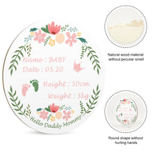 Lade das Bild in den Galerie-Viewer, Holz Geburtstafeln Geburtskarte Geburtsschilder Rund des Babys mit Fotos Muster Text Logo selbst gestalten und bedrucken
