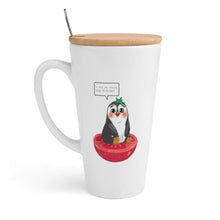 Lade das Bild in den Galerie-Viewer, Konischer Becher mit Bambusdeckel und Edelstahl Löffel individueller Druck selbst gestalten und bedrucken mit Ihren Fotos / Bildern oder Text