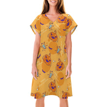 Lade das Bild in den Galerie-Viewer, Stylisches TSHIRT T-Shirt Kleid Kurzarm Kleid Damen knielang mit V-Ausschnitt mit Foto selbst gestalten und bedrucken