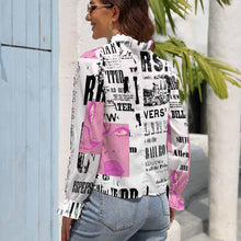 Lade das Bild in den Galerie-Viewer, Langarmhemd Hemd mit Puffärmeln für Damen Frauen mit Foto Text selbst gestalten und bedrucken