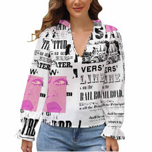 Lade das Bild in den Galerie-Viewer, Langarmhemd Hemd mit Puffärmeln für Damen Frauen mit Foto Text selbst gestalten und bedrucken