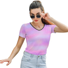Lade das Bild in den Galerie-Viewer, Love Tee Short Sleeve Shirt V-Neck T-Shirt TSHIRT T01 - Damen / Frauen - selbst gestalten und bedrucken