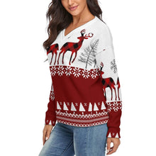 Lade das Bild in den Galerie-Viewer, Damen MY02 Sweatshirt Pullover mit tiefem V-Ausschnitt mit Fotos Logos selbst gestalten und bedrucken